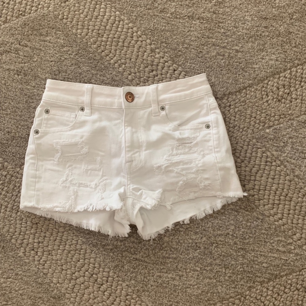 White Ripped Denim American Eagle Shorts